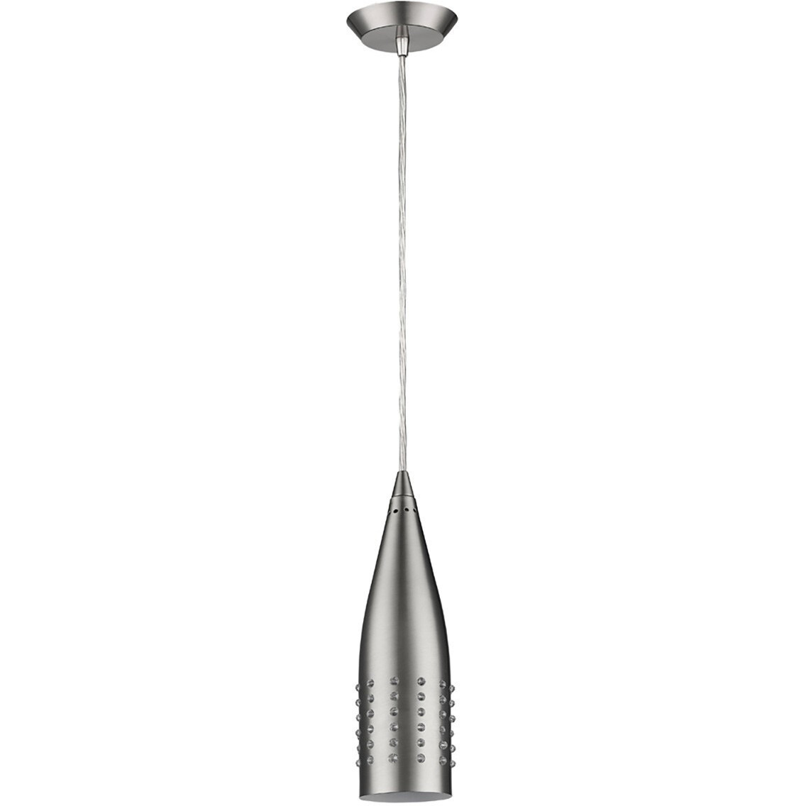 Narrow Silver Hanging Light With Glass Studs