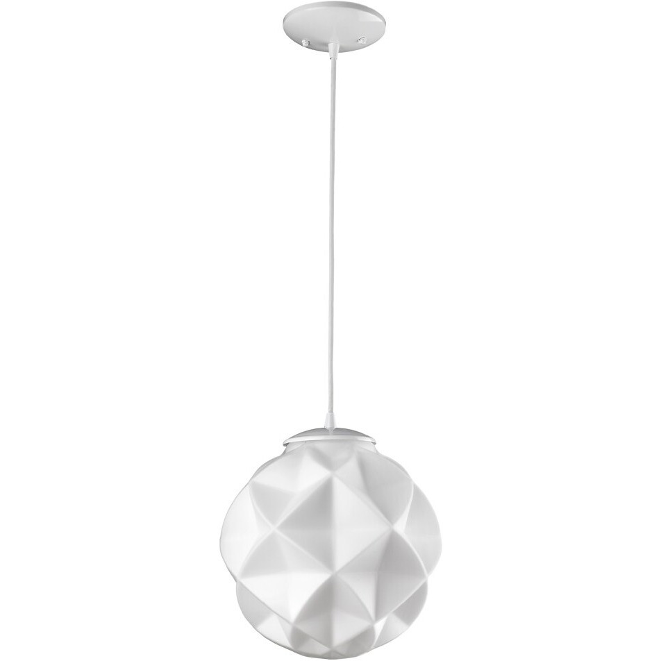 Nova 1-Light White Mini Pendant With Geometric Globe Shade