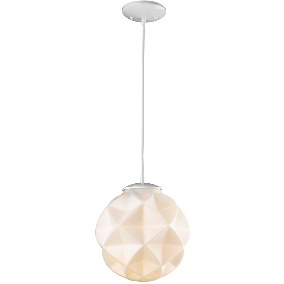 Nova 1-Light White Mini Pendant With Geometric Globe Shade