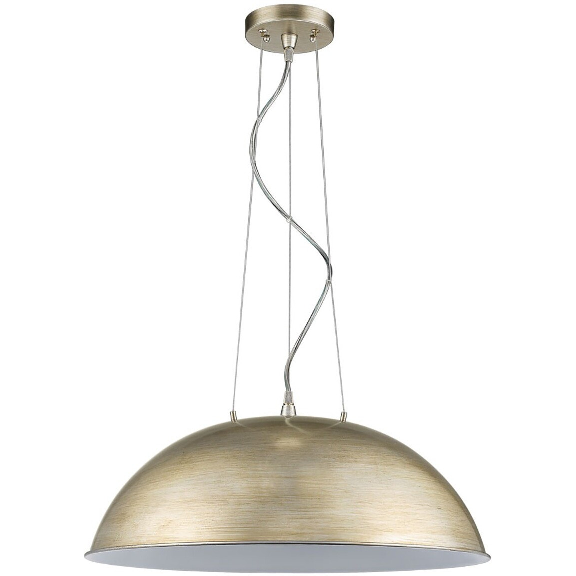 Layla 1-Light Washed Gold Bowl Pendant With Gloss White Interior Shade