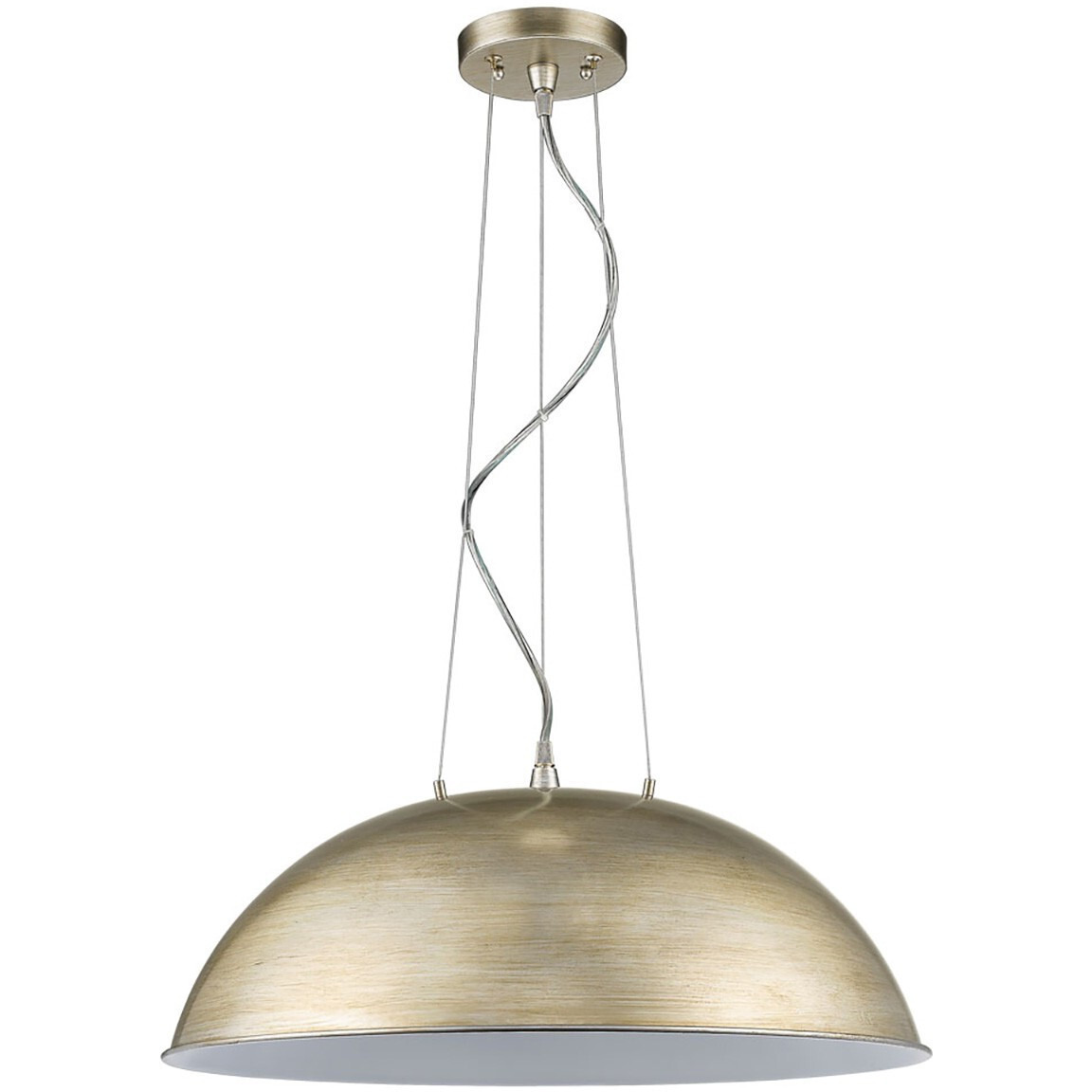 Layla 1-Light Washed Gold Bowl Pendant With Gloss White Interior Shade