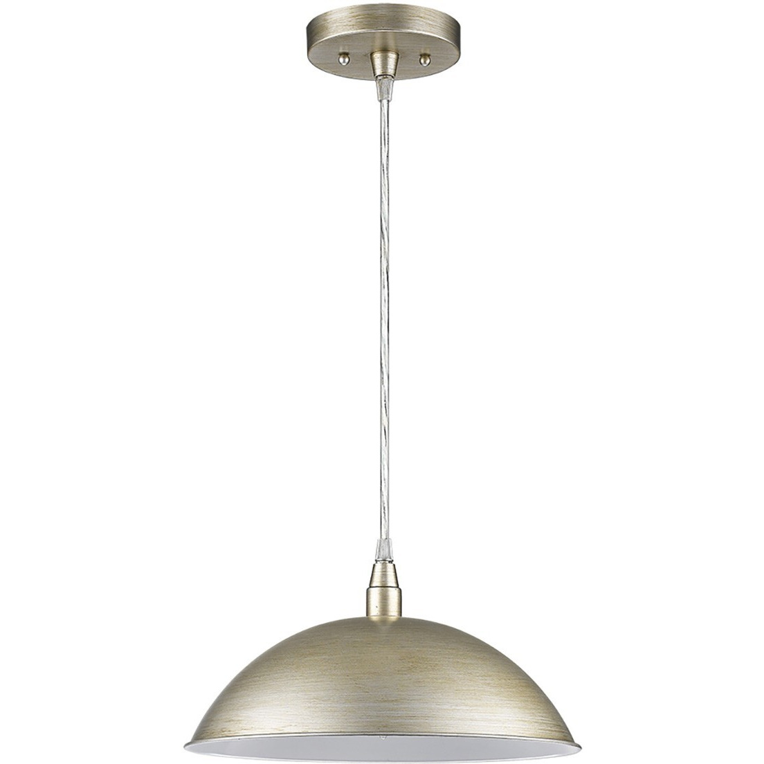 Silver Metal Hanging Light With Dome Shade