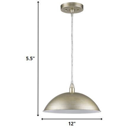 Silver Metal Hanging Light With Dome Shade