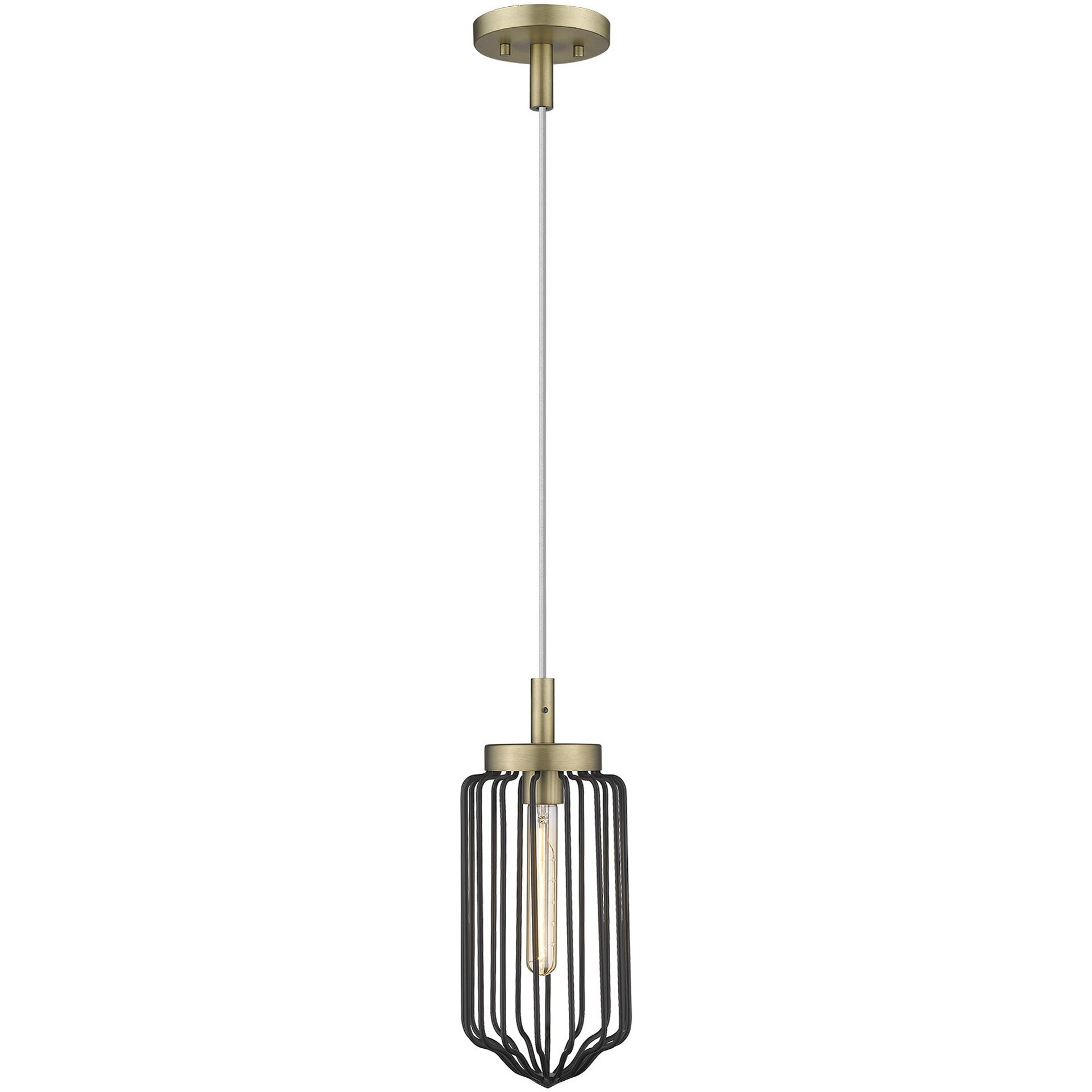 Gold And Black Metal Cage Pendant Hanging Light