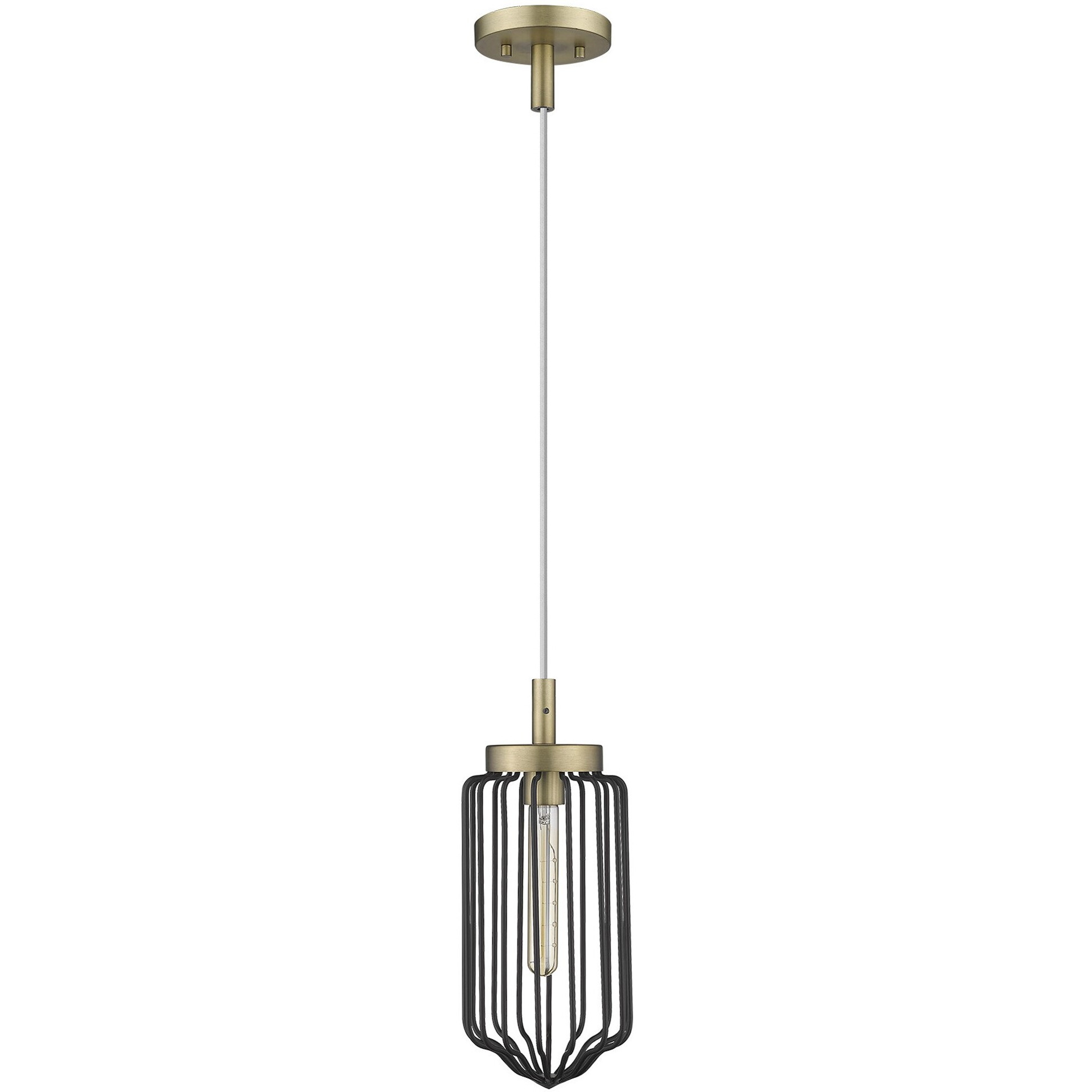 Gold And Black Metal Cage Pendant Hanging Light
