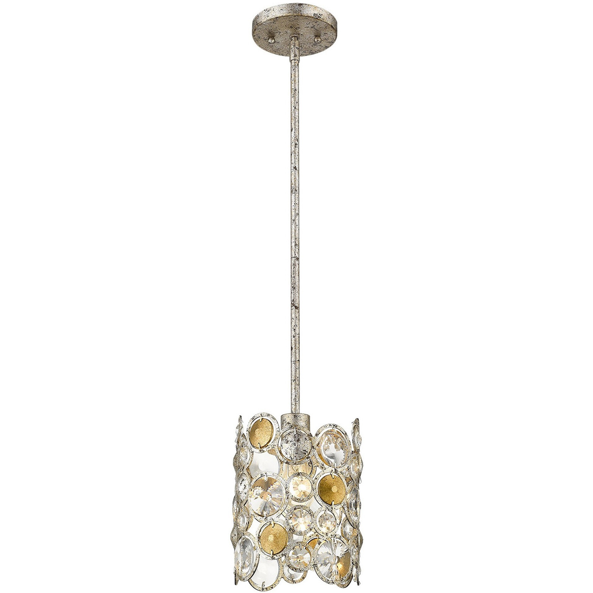 Vitozzi 1-Light Antique Silver Leaf Pendant