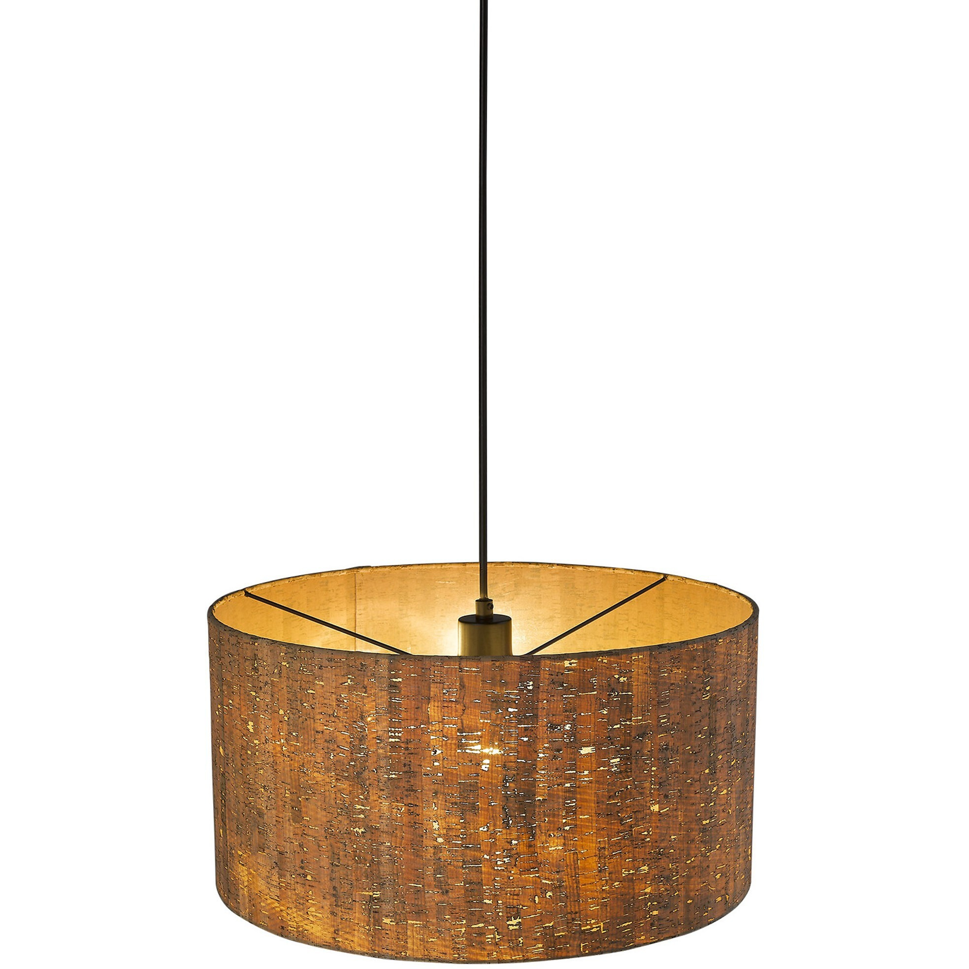 Matte Black Cork Shade Modern One Light Hanging Pendent Lamp