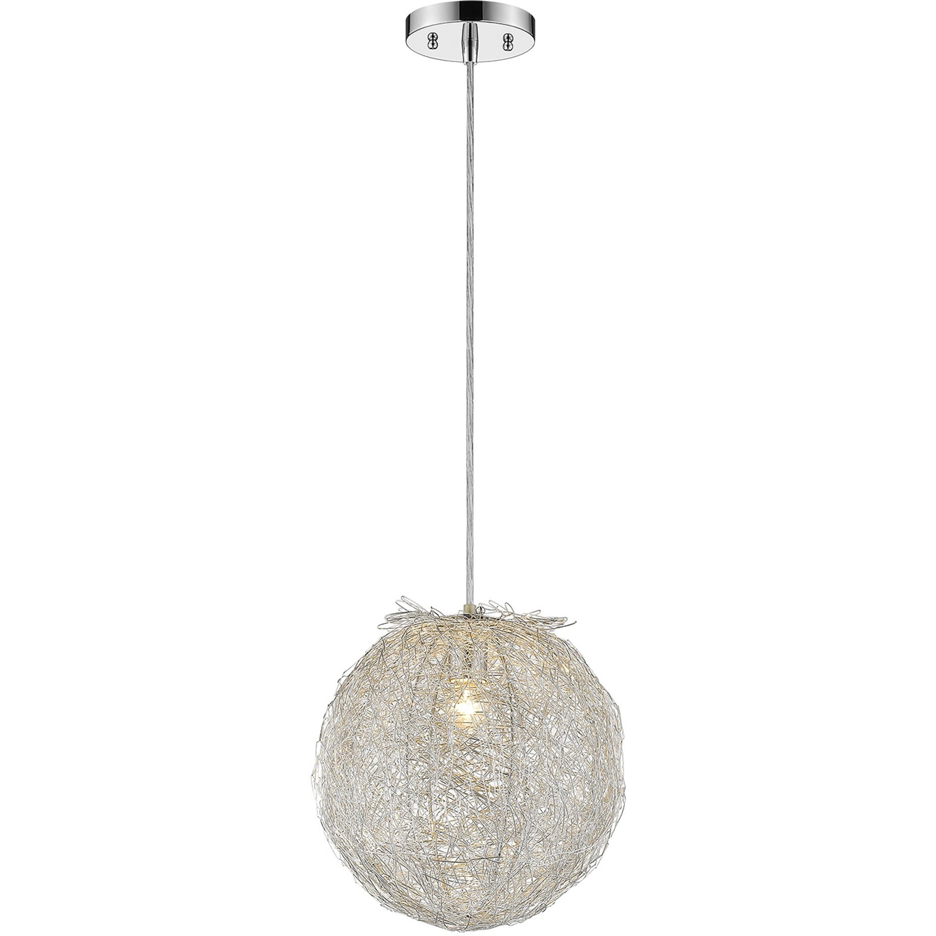 Contemporary Silver Globe Pendant Hanging Light