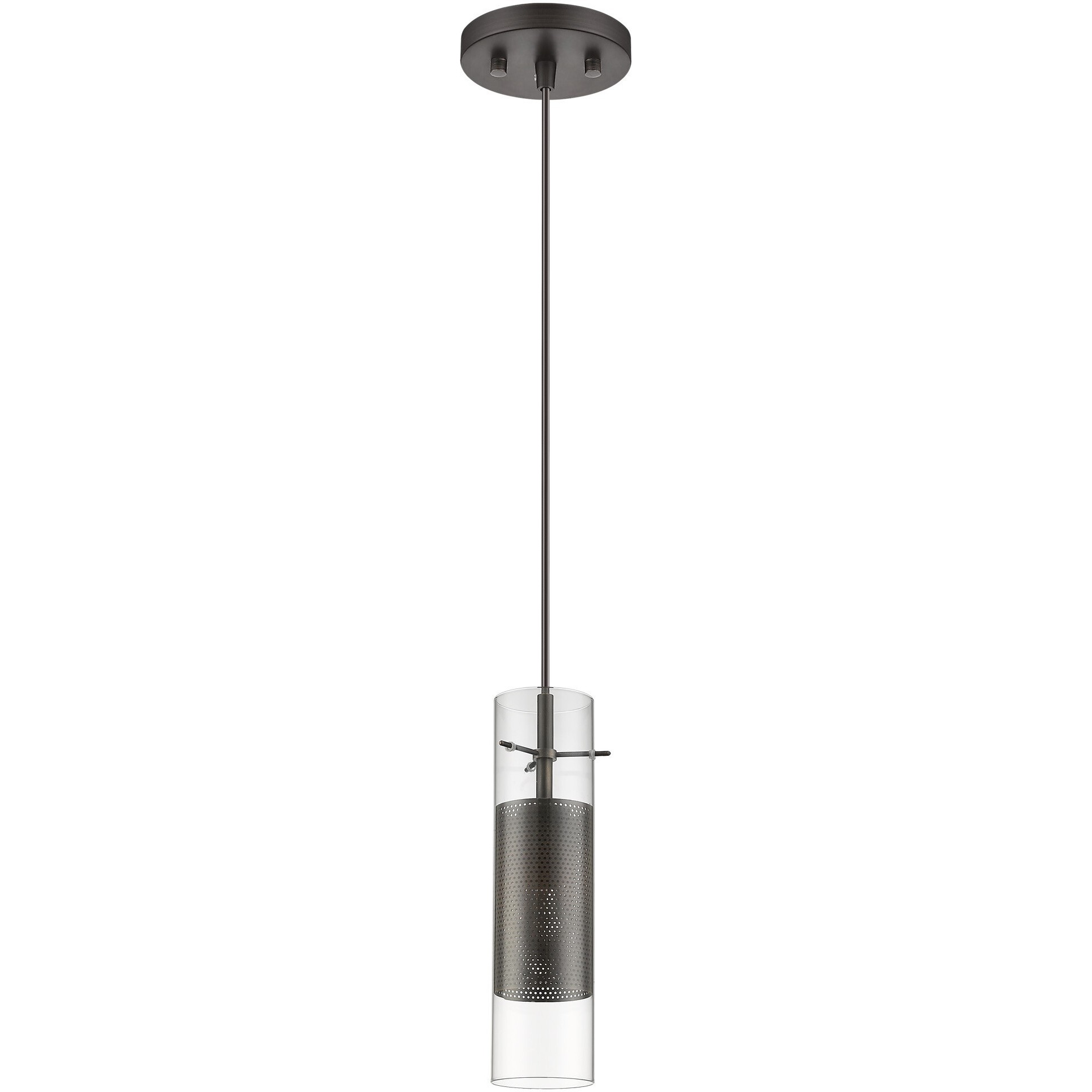 Glass And Bronze Mesh Shade Hanging Light