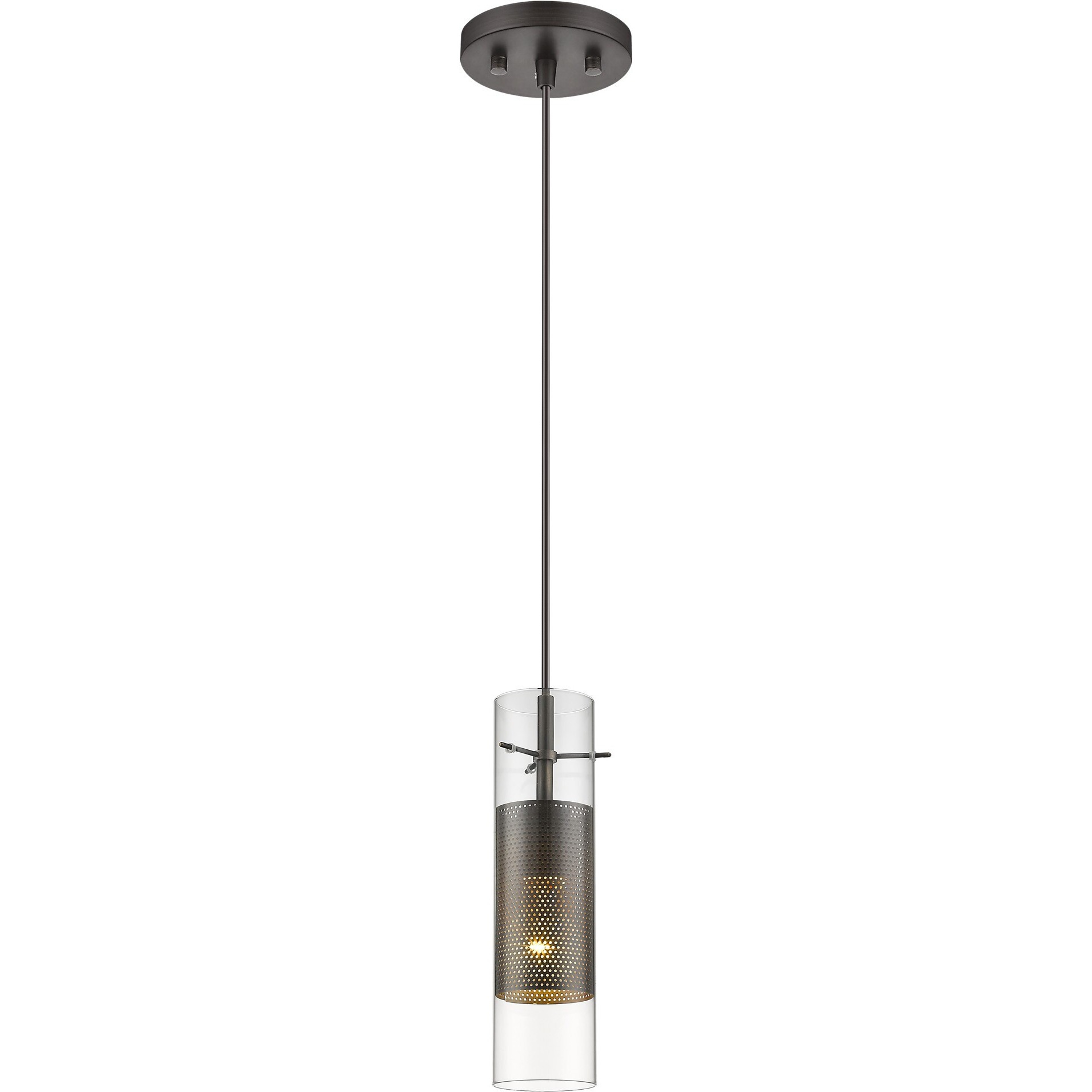 Glass And Bronze Mesh Shade Hanging Light