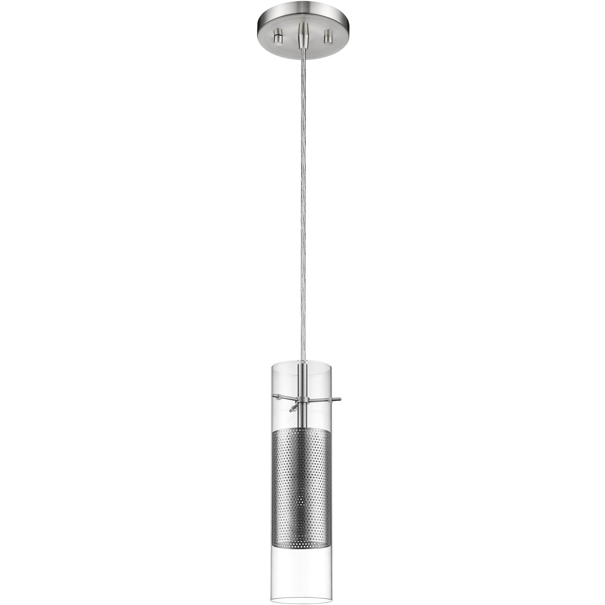 Glass And Silver Mesh Shade Hanging Light