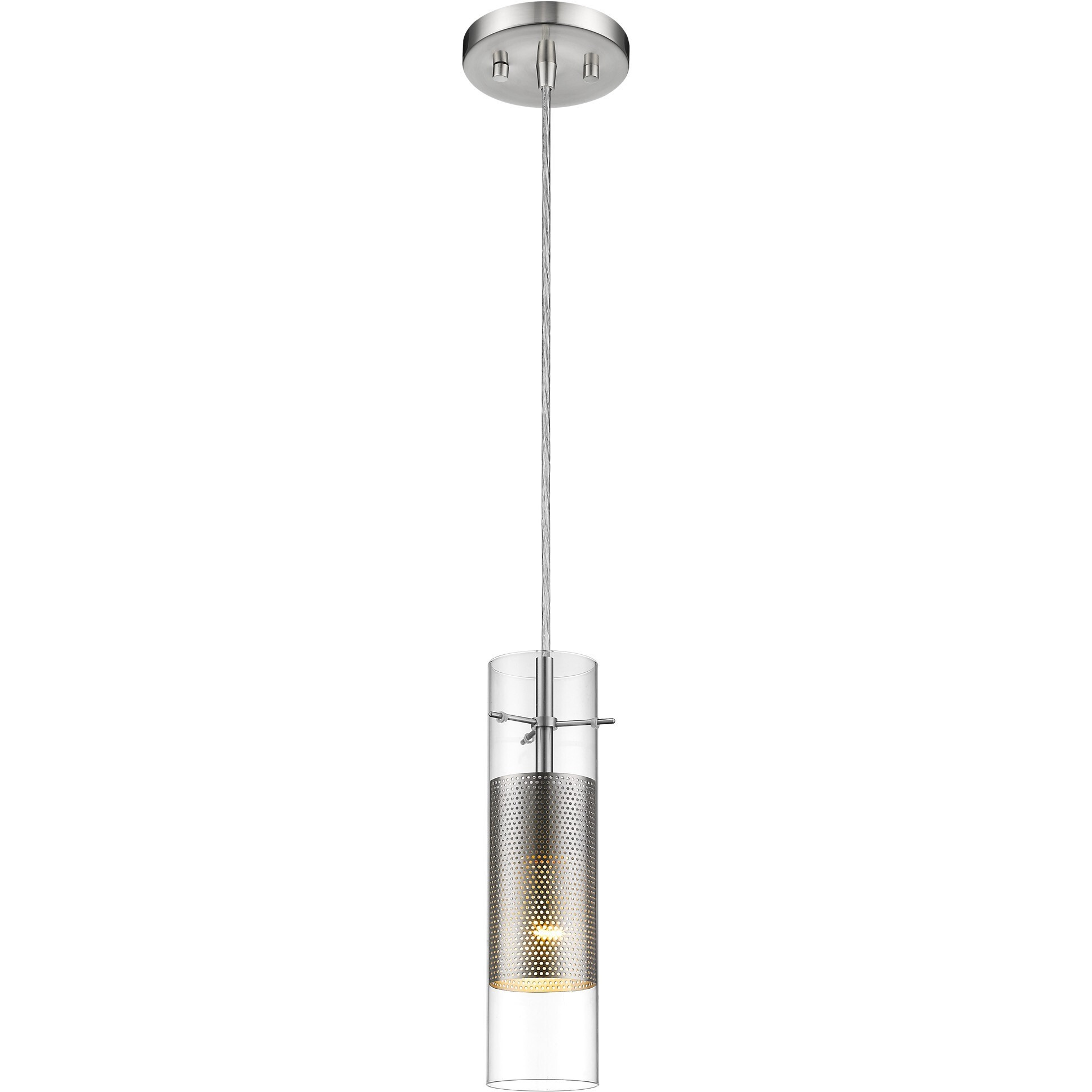 Glass And Silver Mesh Shade Hanging Light