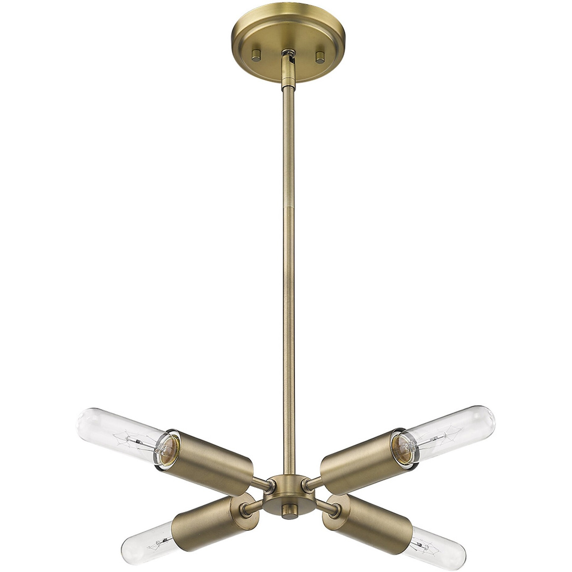 Four Light Dull Gold Hanging Chandelier
