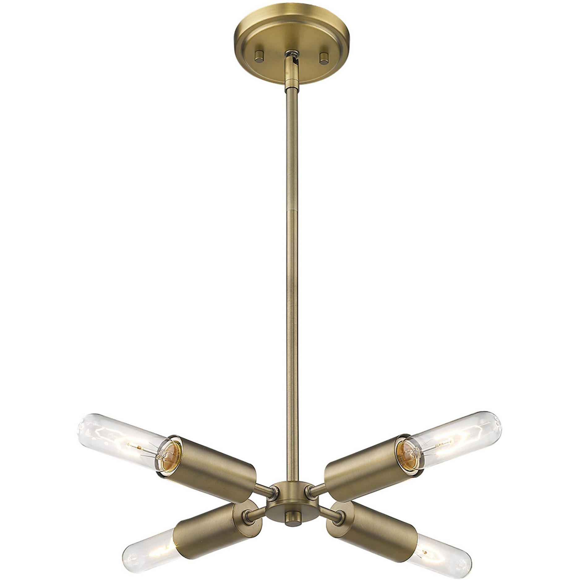 Four Light Dull Gold Hanging Chandelier