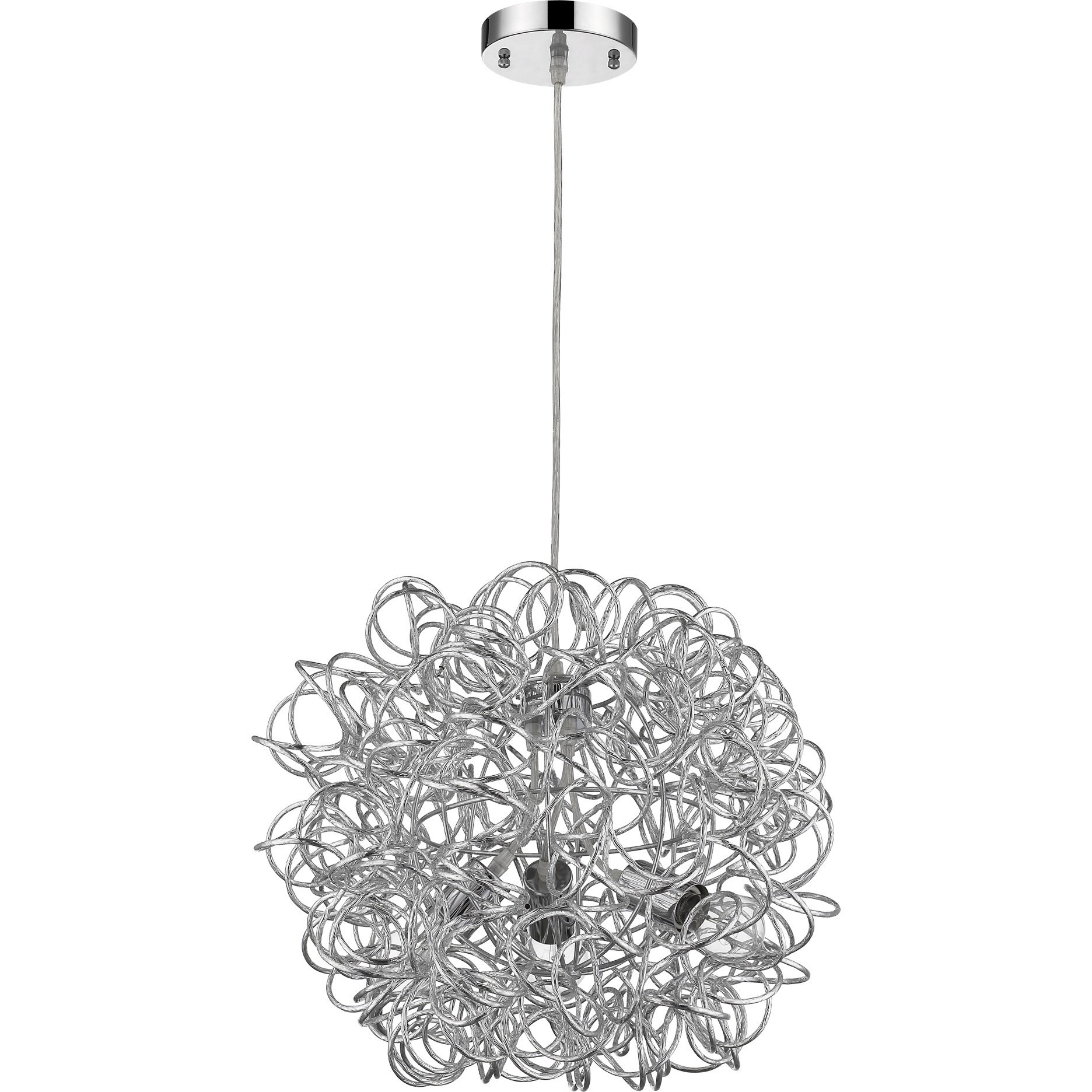 Mingle 3-Light Polished Chrome Pendant With Faceted Chrome Aluminum Wire Shade