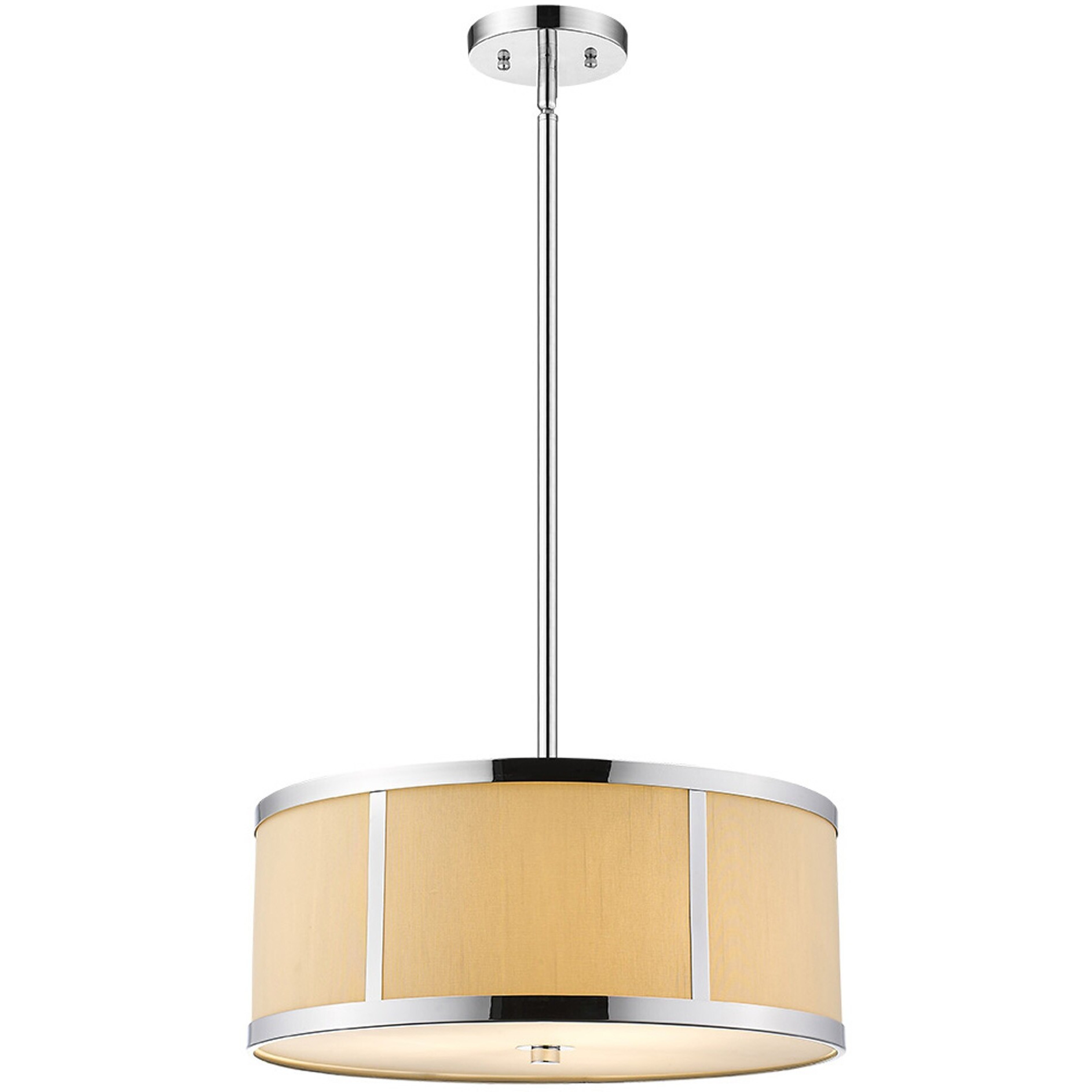 Butler 2-Light Polished Chrome Pendant With Coarse Cream Linen Shade And Opal Acrylic Diffuser