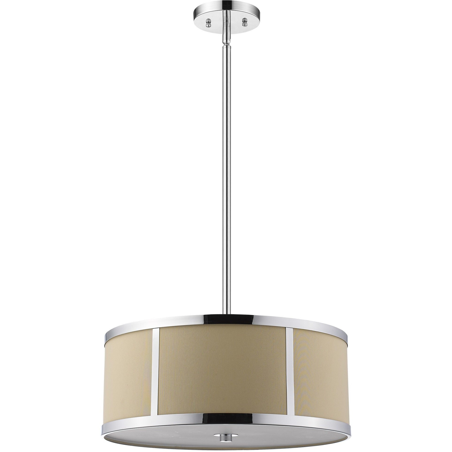 Butler 3-Light Polished Chrome Pendant With Coarse Cream Linen Shade And Opal Acrylic Diffuser