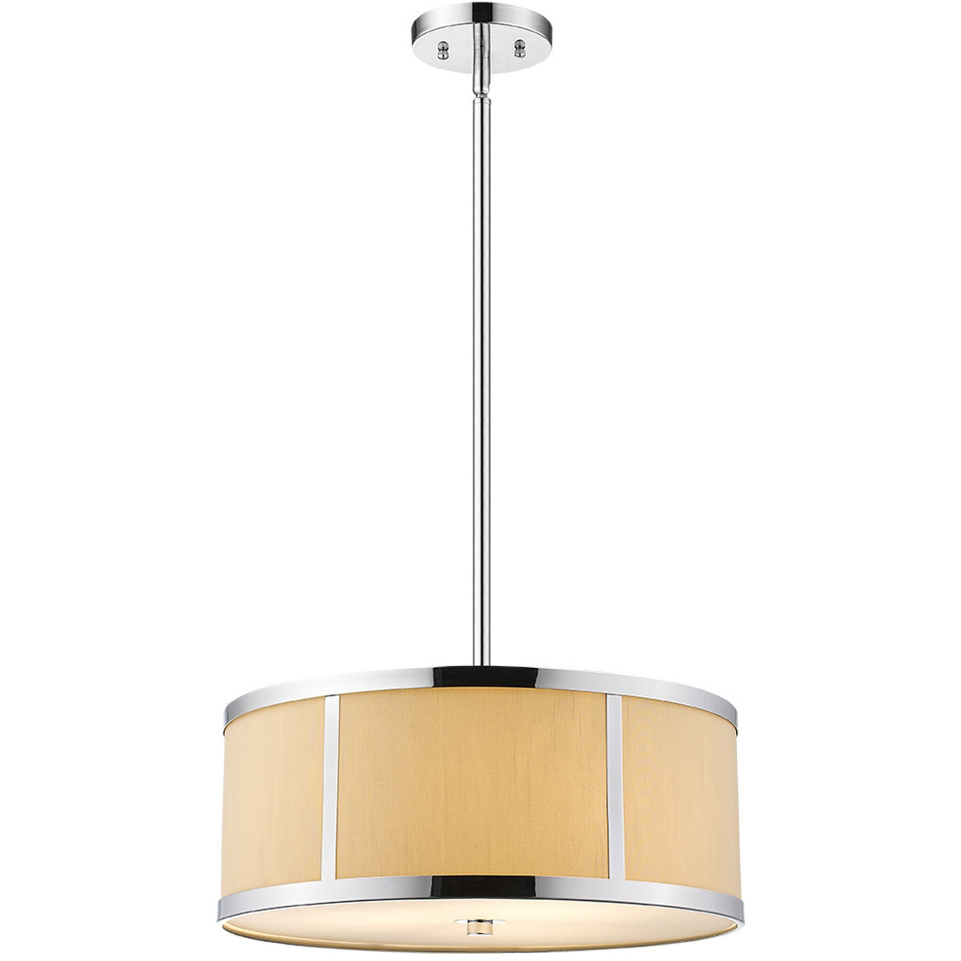 Butler 3-Light Polished Chrome Pendant With Coarse Cream Linen Shade And Opal Acrylic Diffuser