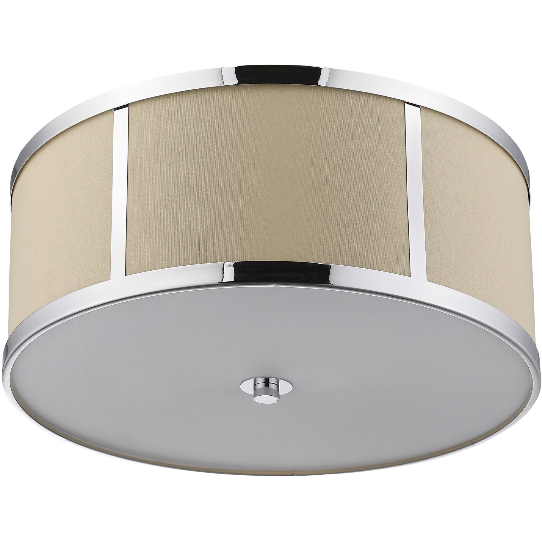 Butler 3-Light Polished Chrome Pendant With Coarse Cream Linen Shade And Opal Acrylic Diffuser