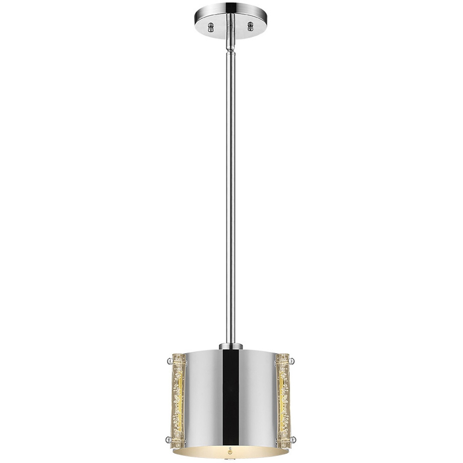 Zoom 1-Light Polished Stainless Steel Pendant With Seeded Acrylic Accents