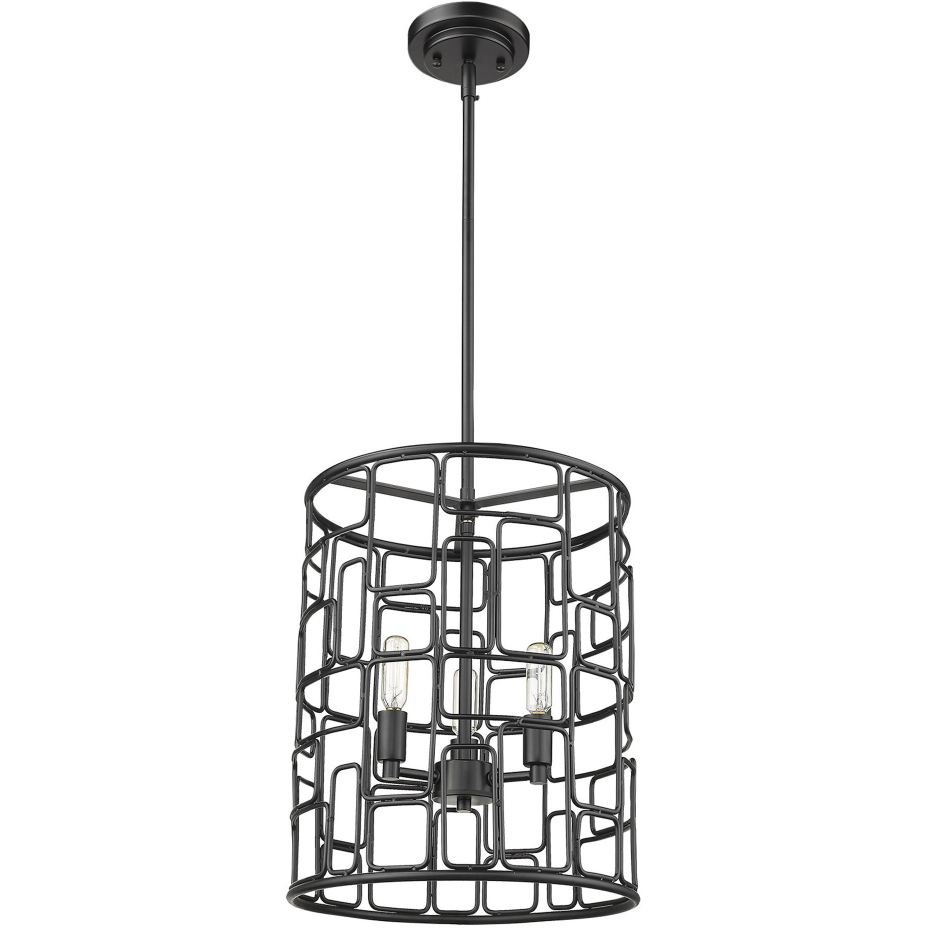 Amoret 3-Light Matte Black Convertible Pendant