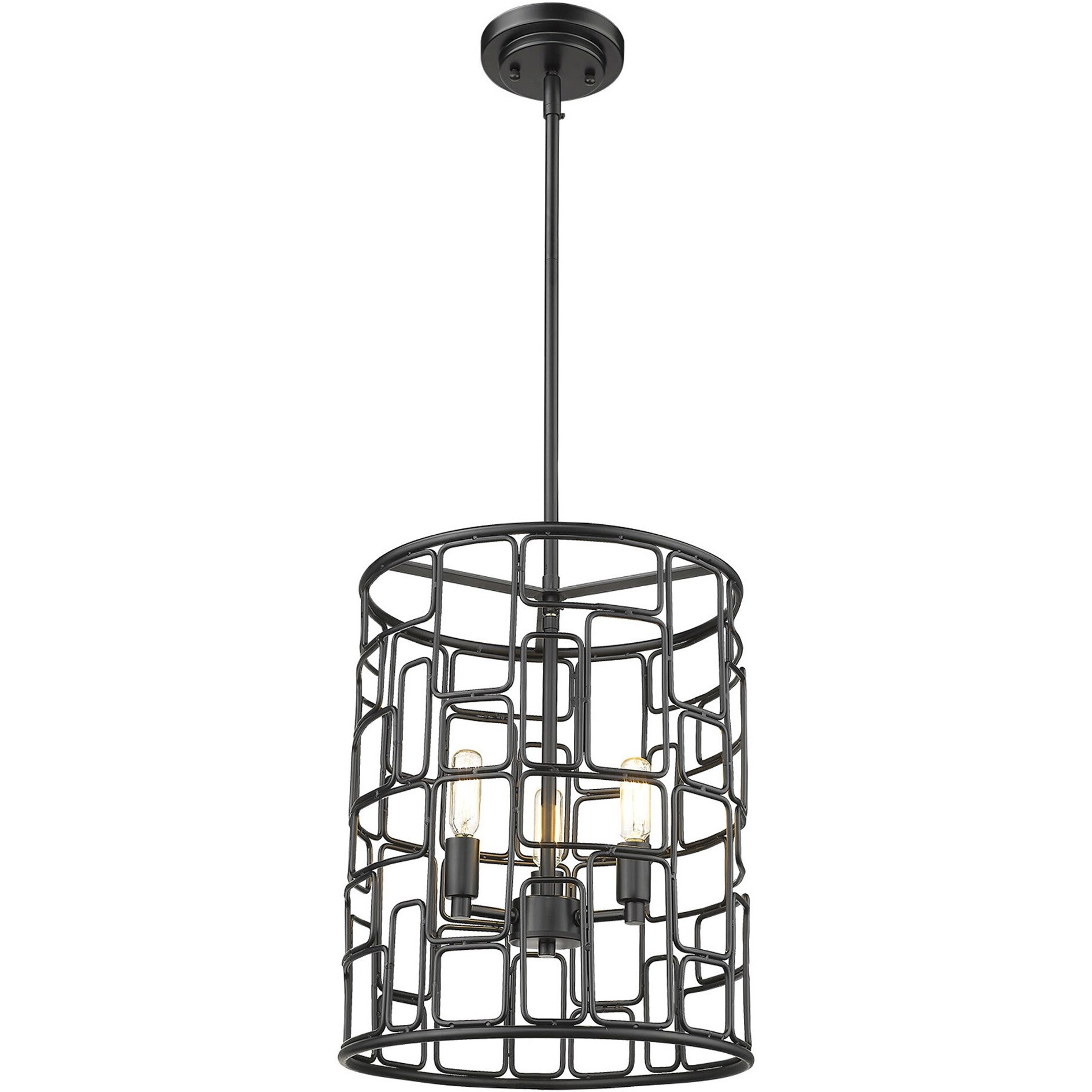 Amoret 3-Light Matte Black Convertible Pendant
