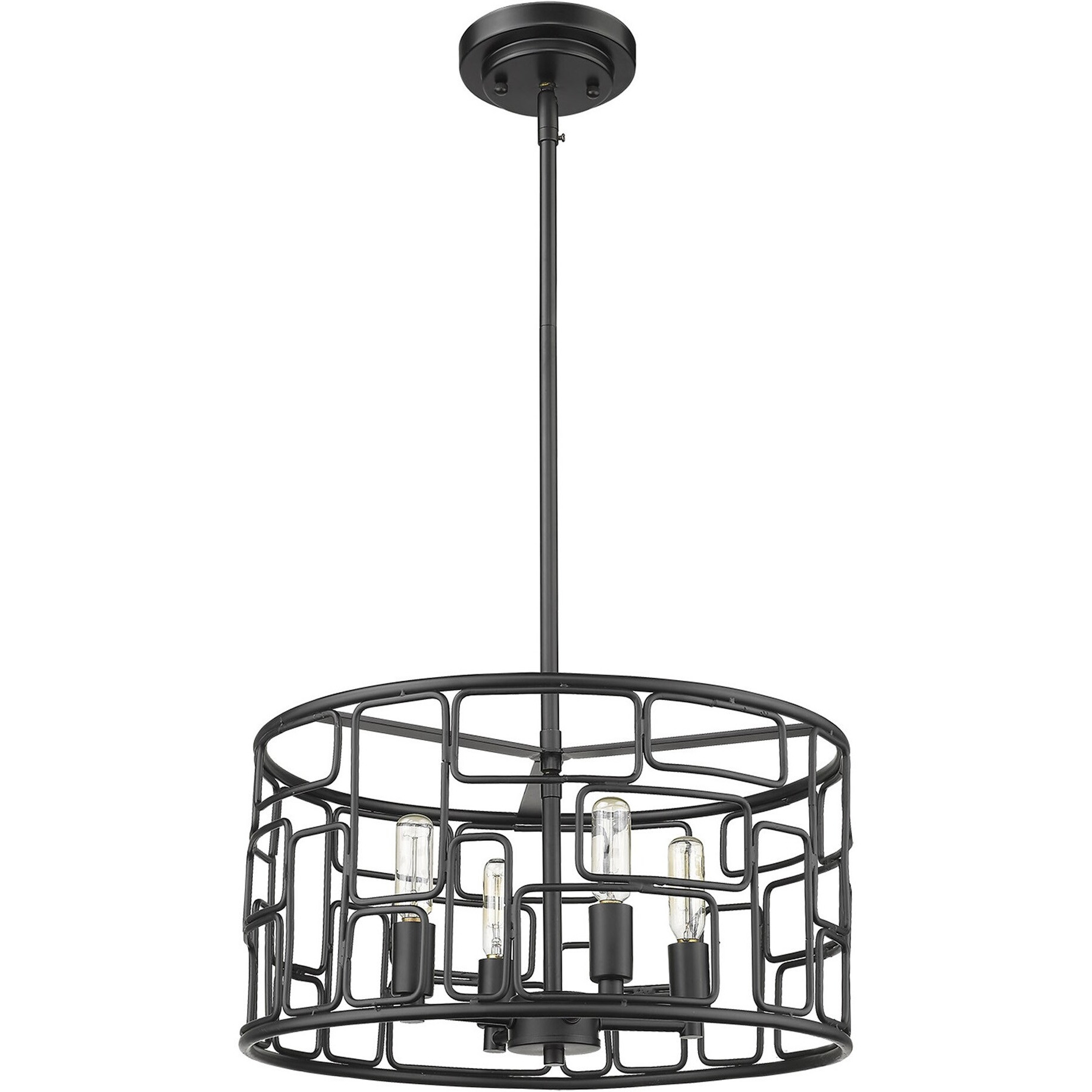 Amoret 4-Light Matte Black Convertible Pendant