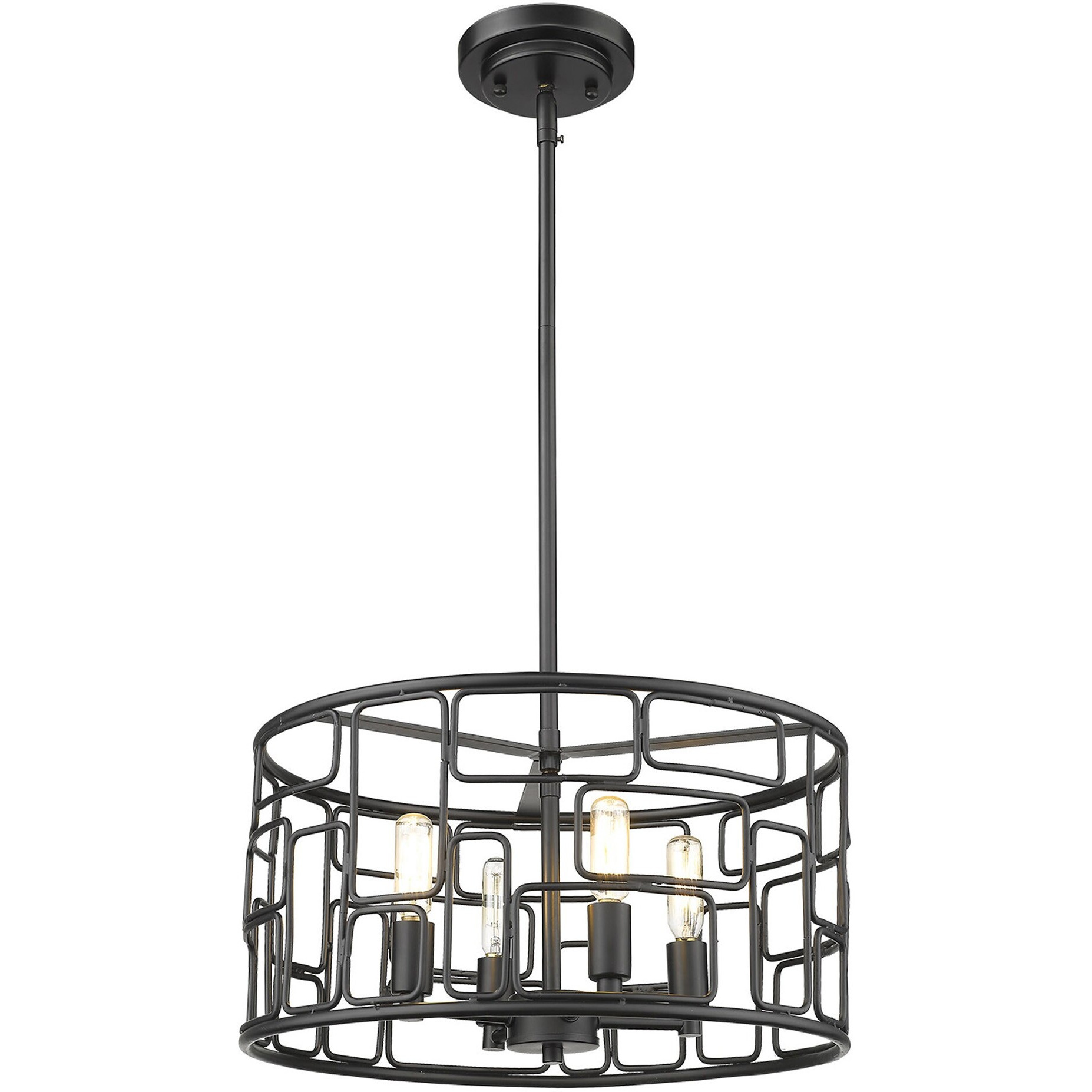 Amoret 4-Light Matte Black Convertible Pendant