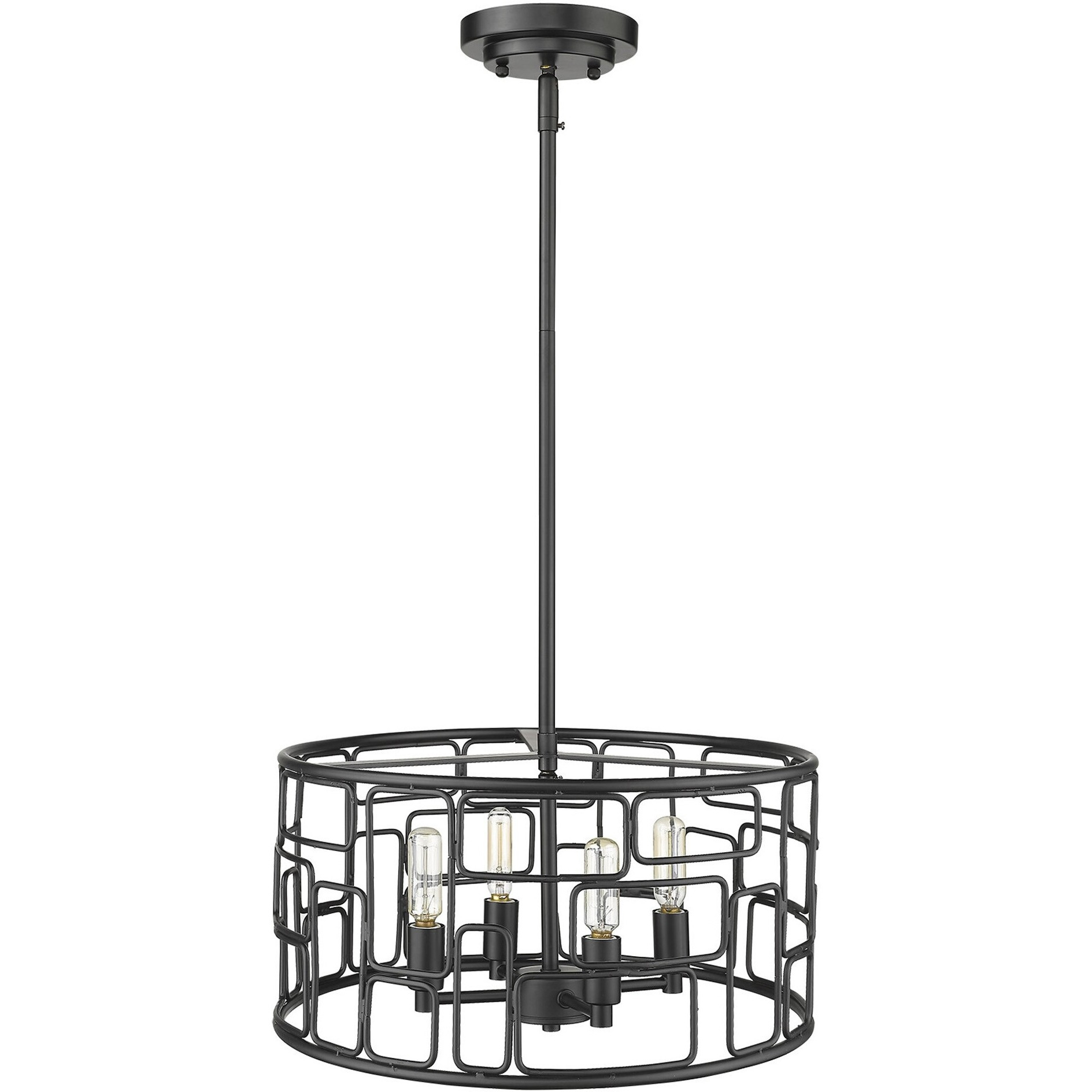 Amoret 4-Light Matte Black Convertible Pendant