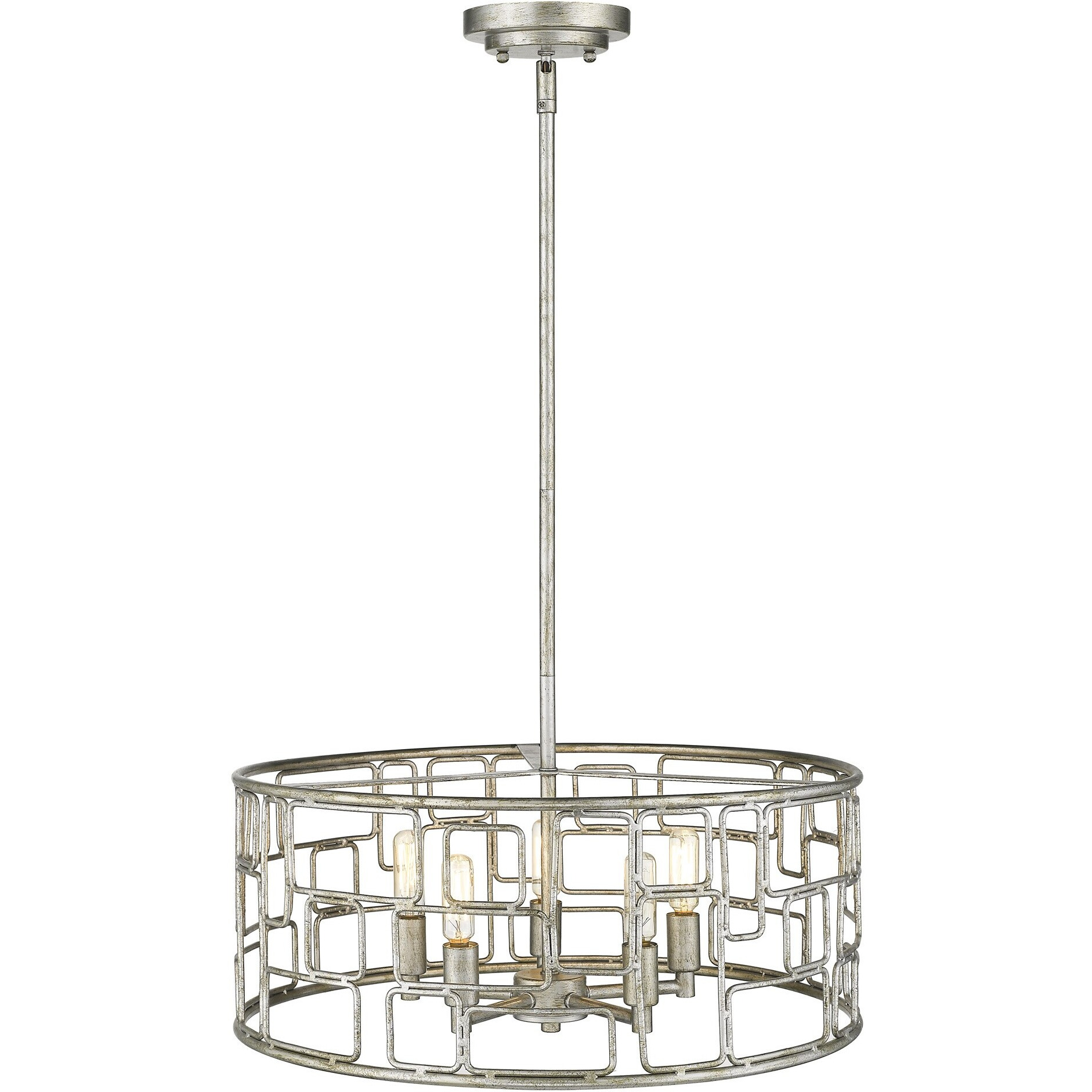 Amoret 5-Light Antique Silver Convertible Pendant