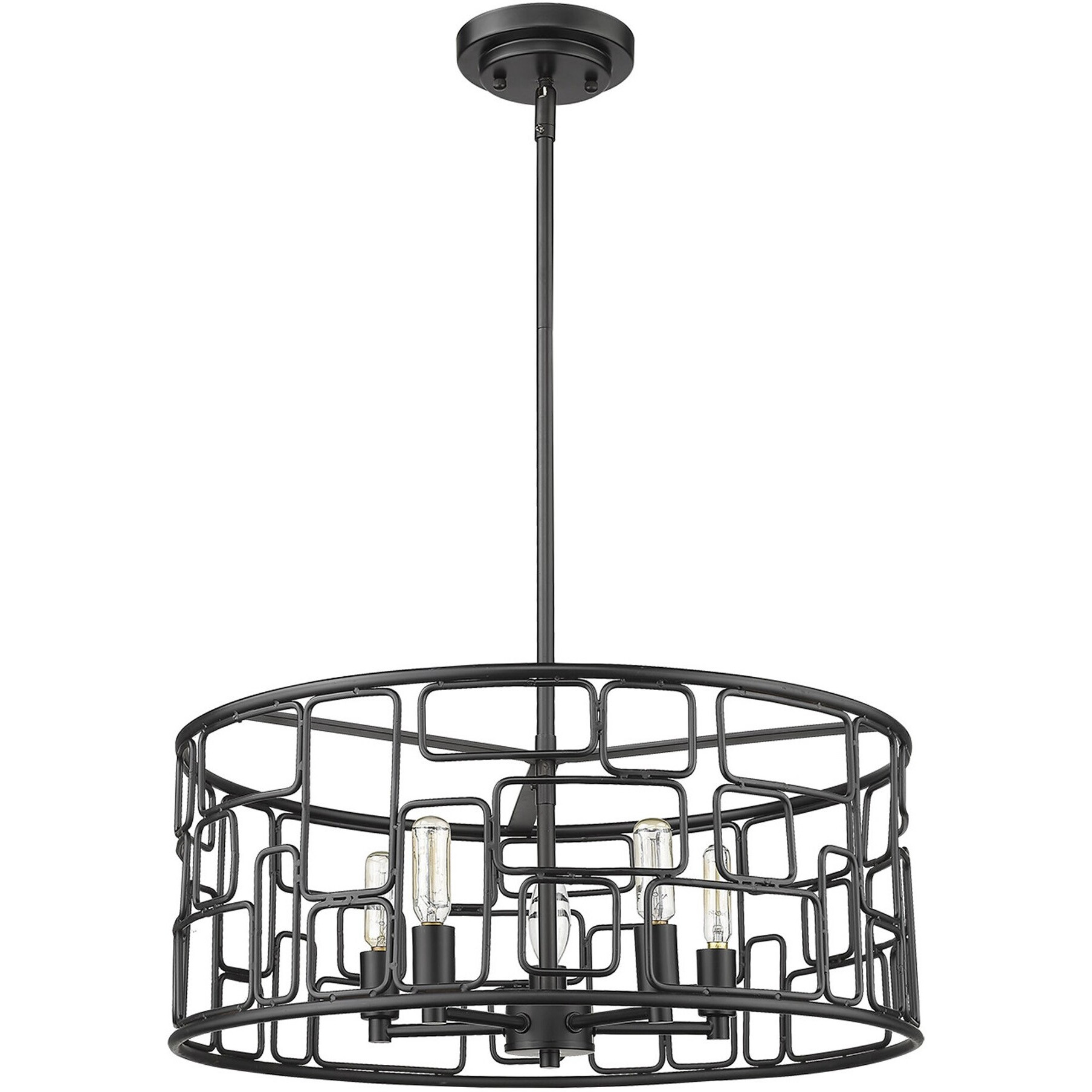 Amoret 5-Light Matte Black Convertible Pendant