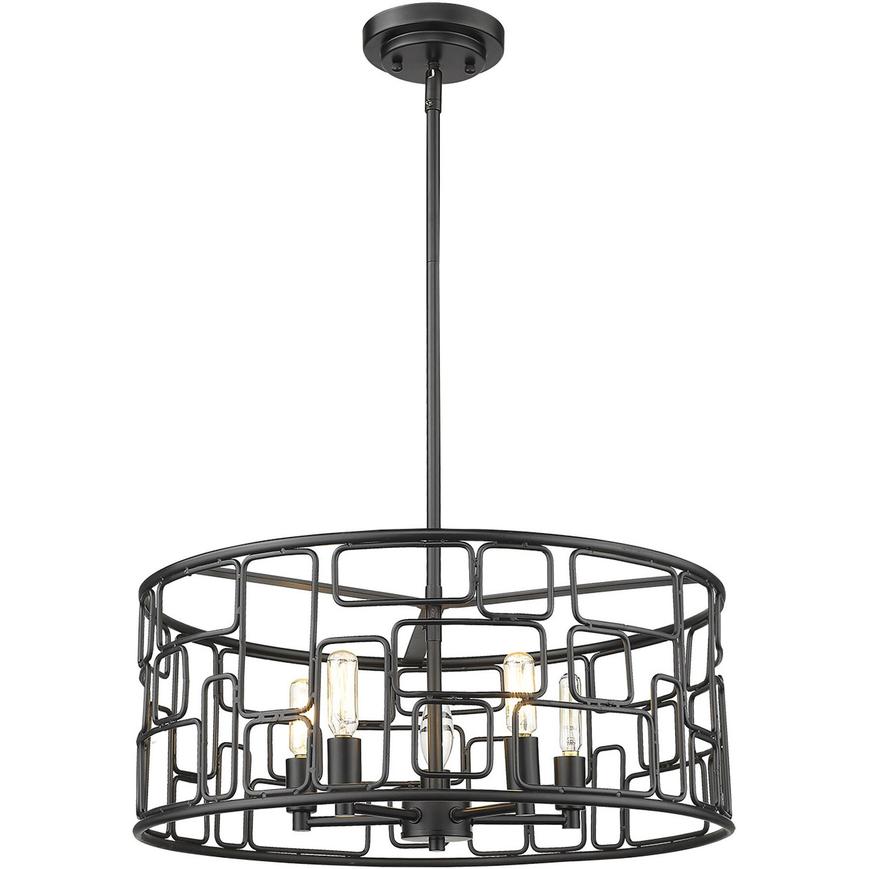 Amoret 5-Light Matte Black Convertible Pendant