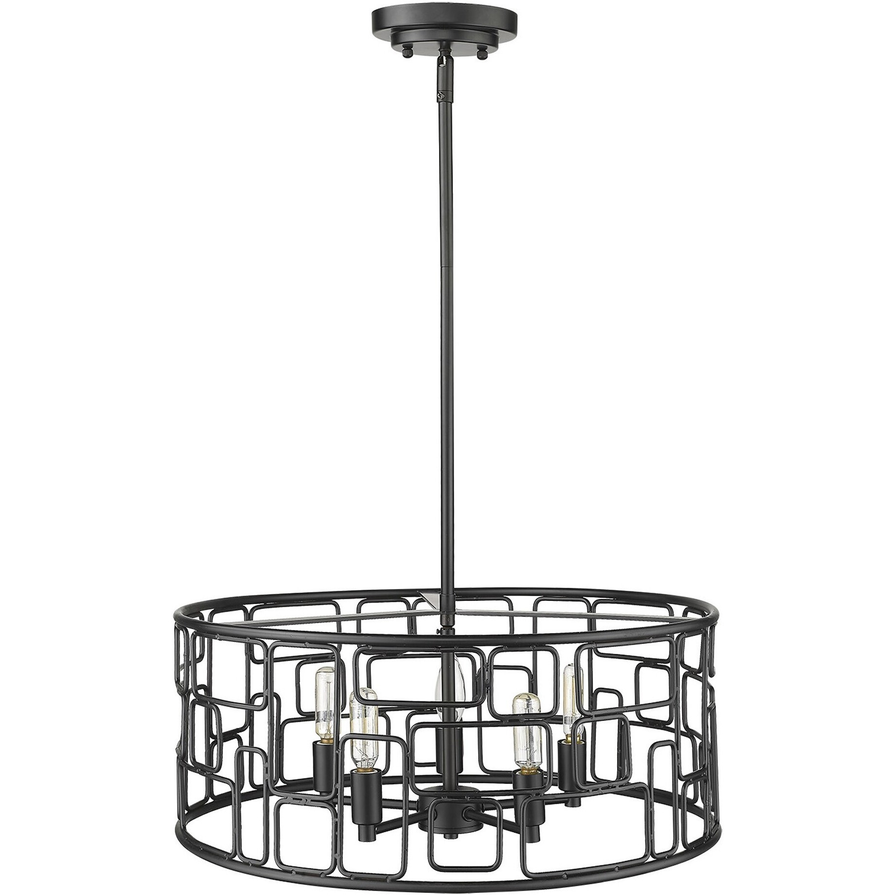 Amoret 5-Light Matte Black Convertible Pendant