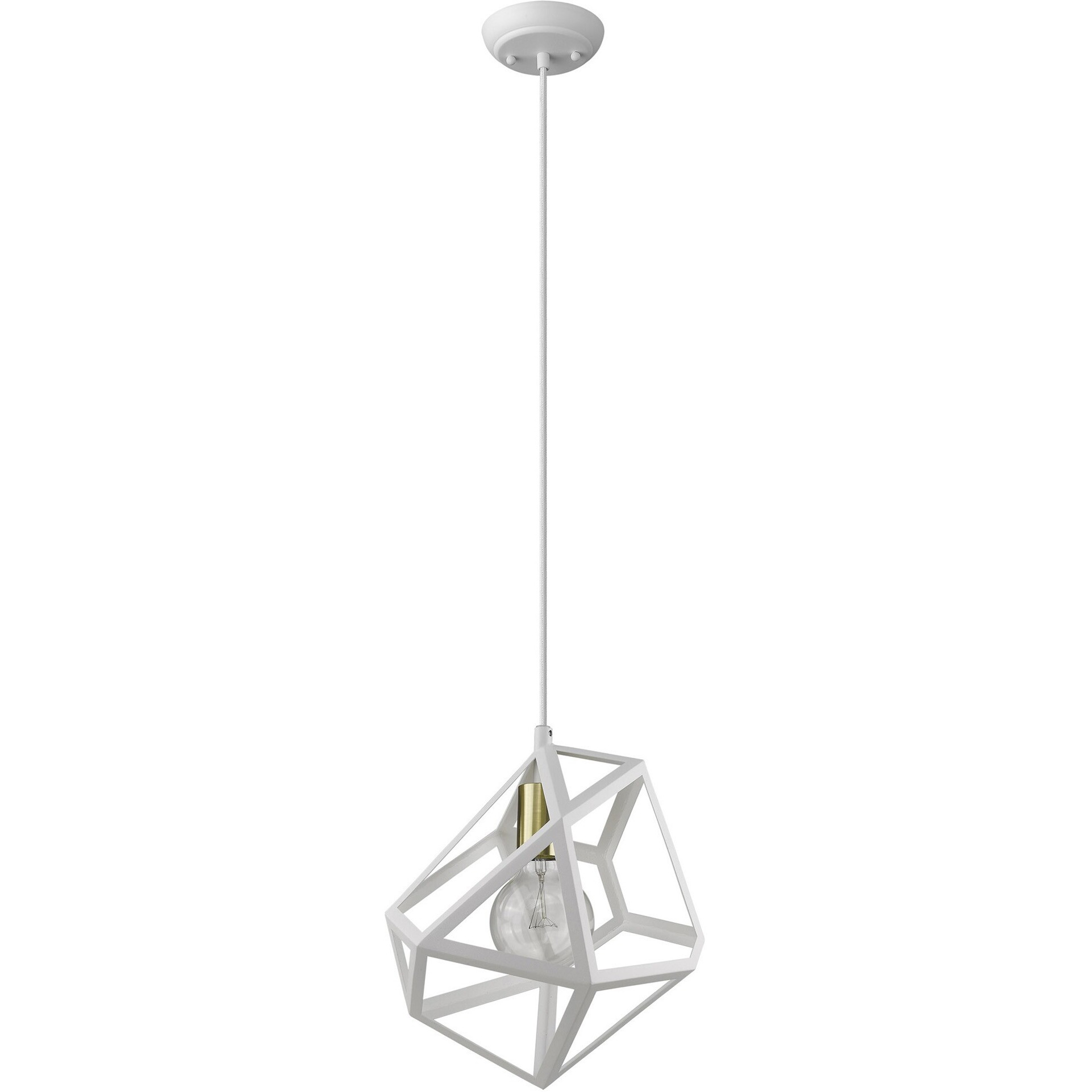 Hedron 1-Light White Pendant
