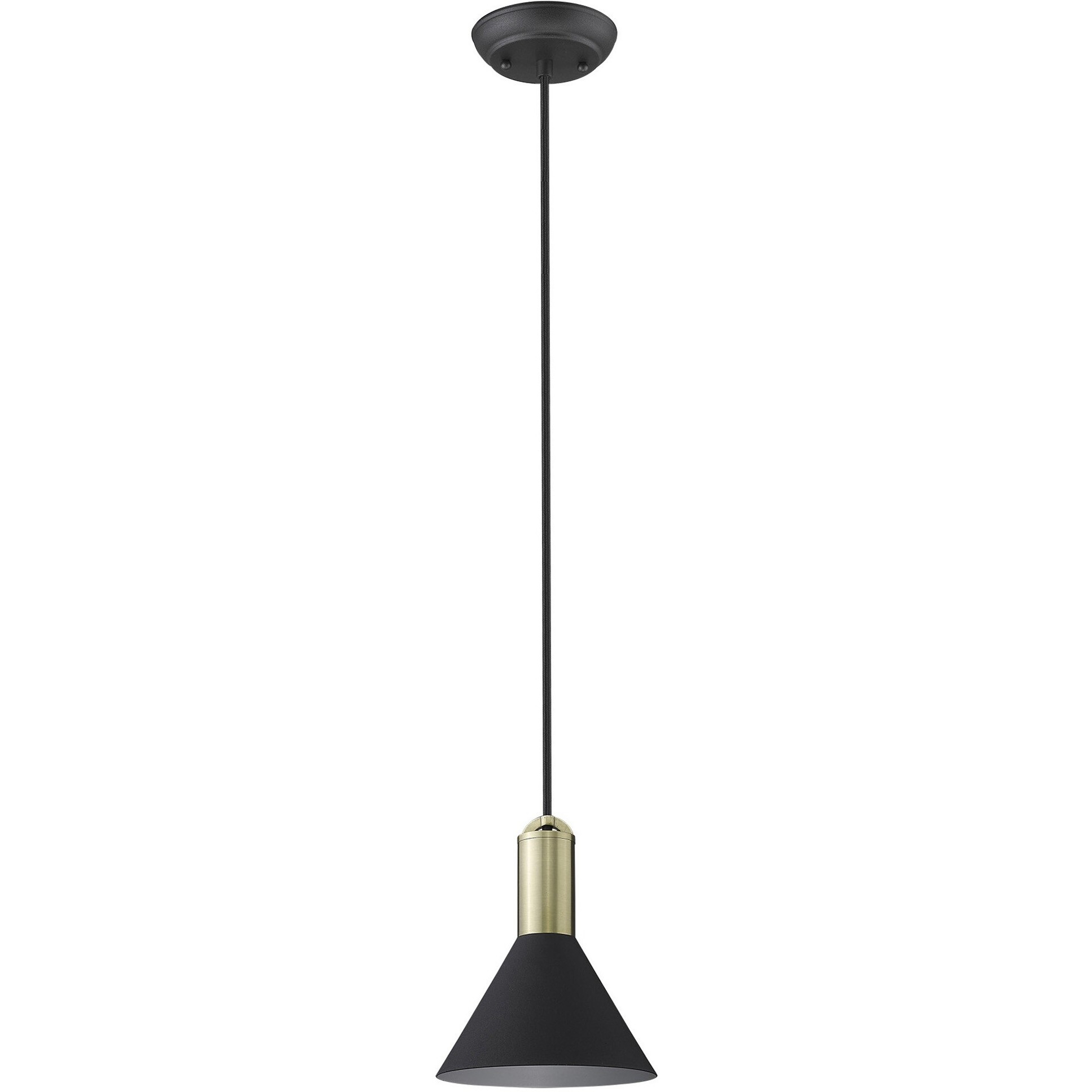 Matte Black And Gold Conical Pendant Hanging Light