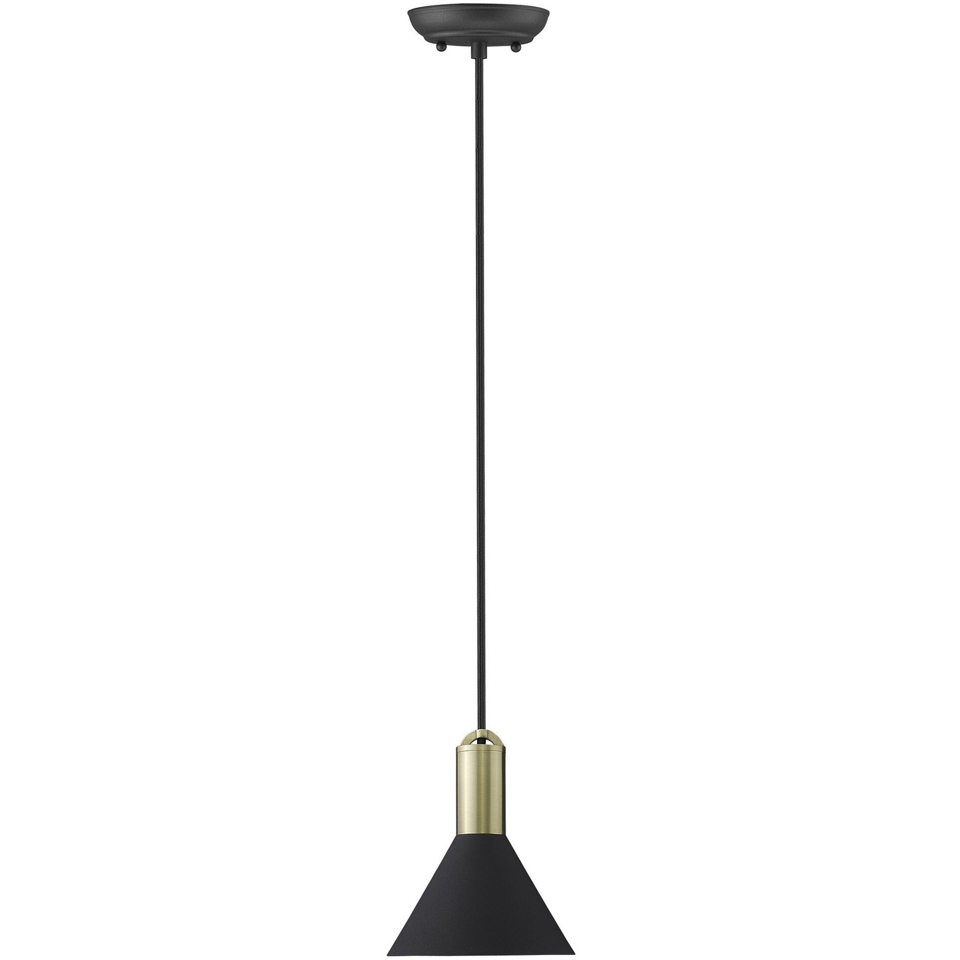 Matte Black And Gold Conical Pendant Hanging Light