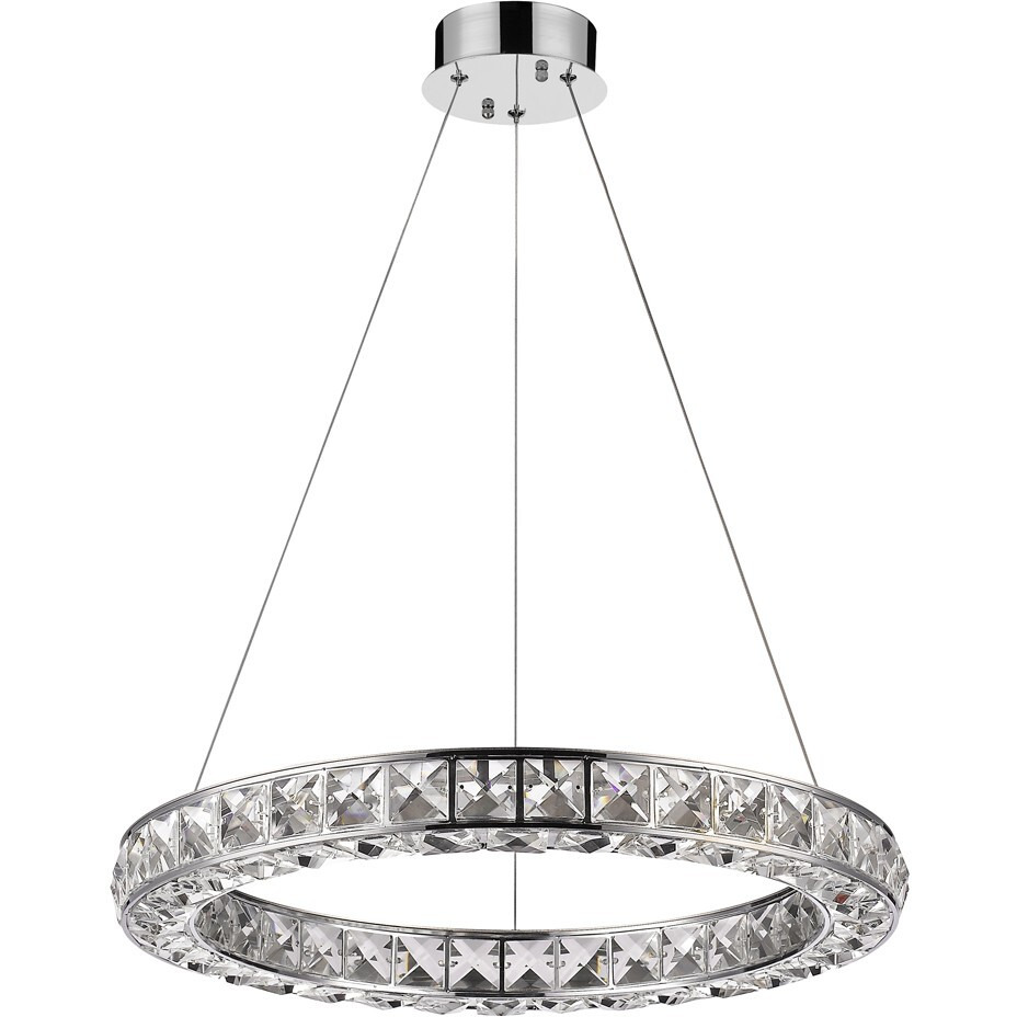 Silver Faux Crystal Bling Ring Led Hanging Light