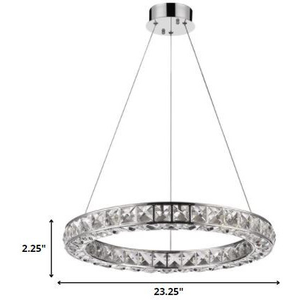 Silver Faux Crystal Bling Ring Led Hanging Light