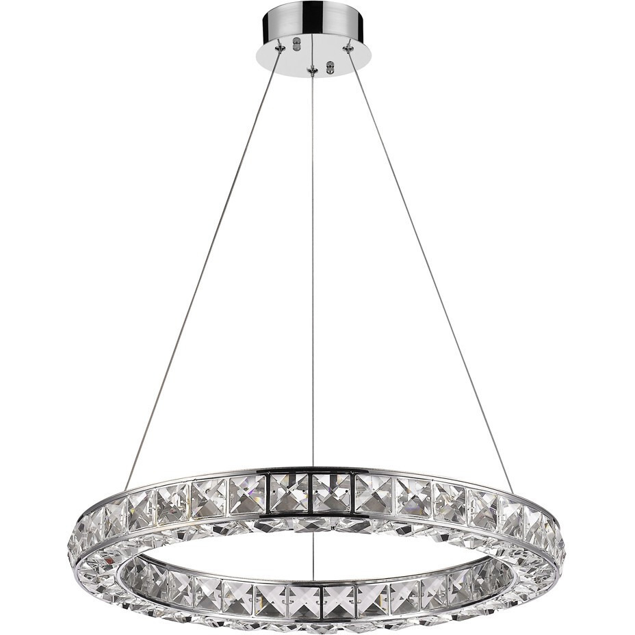 Silver Faux Crystal Bling Ring Led Hanging Light
