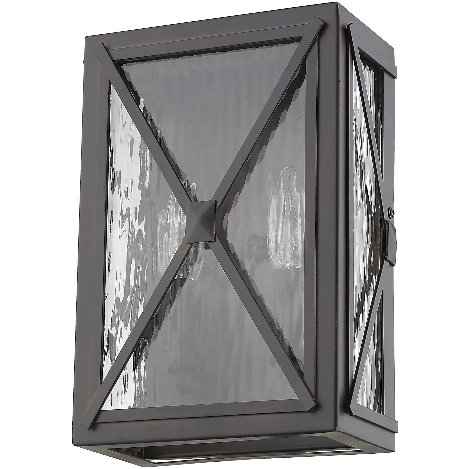Burnished Bronze Criss Cross Water Glass Outdoor Light