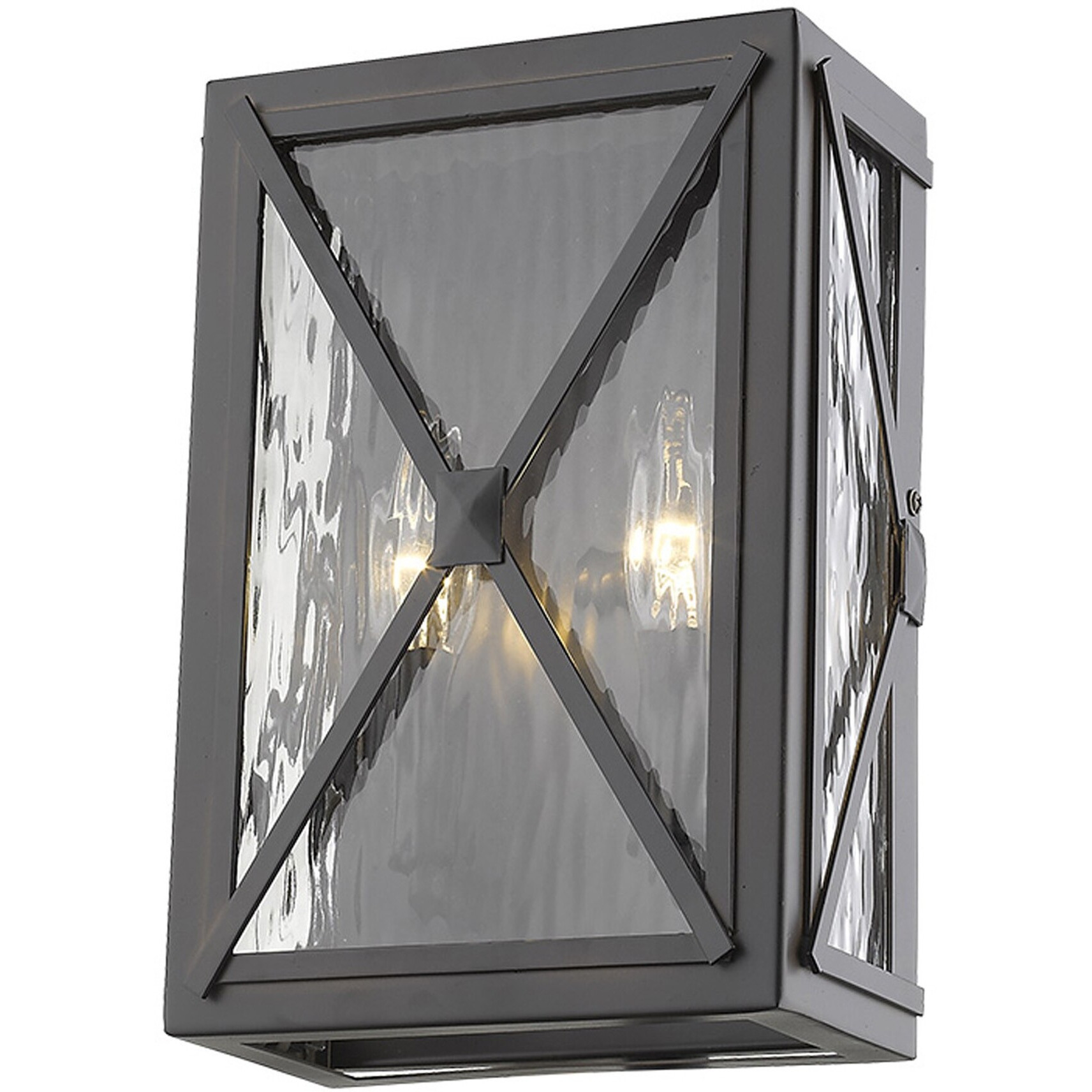 Burnished Bronze Criss Cross Water Glass Outdoor Light