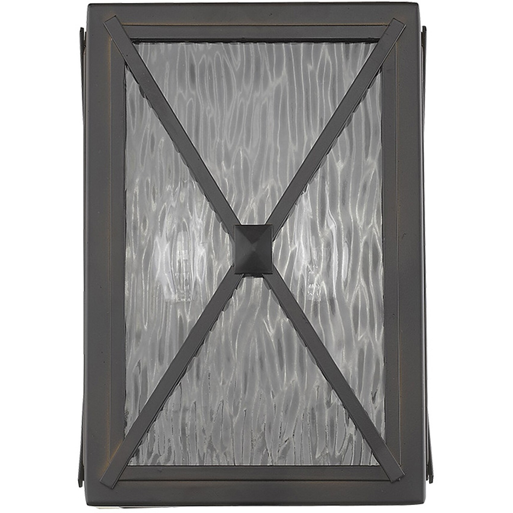 Burnished Bronze Criss Cross Water Glass Outdoor Light