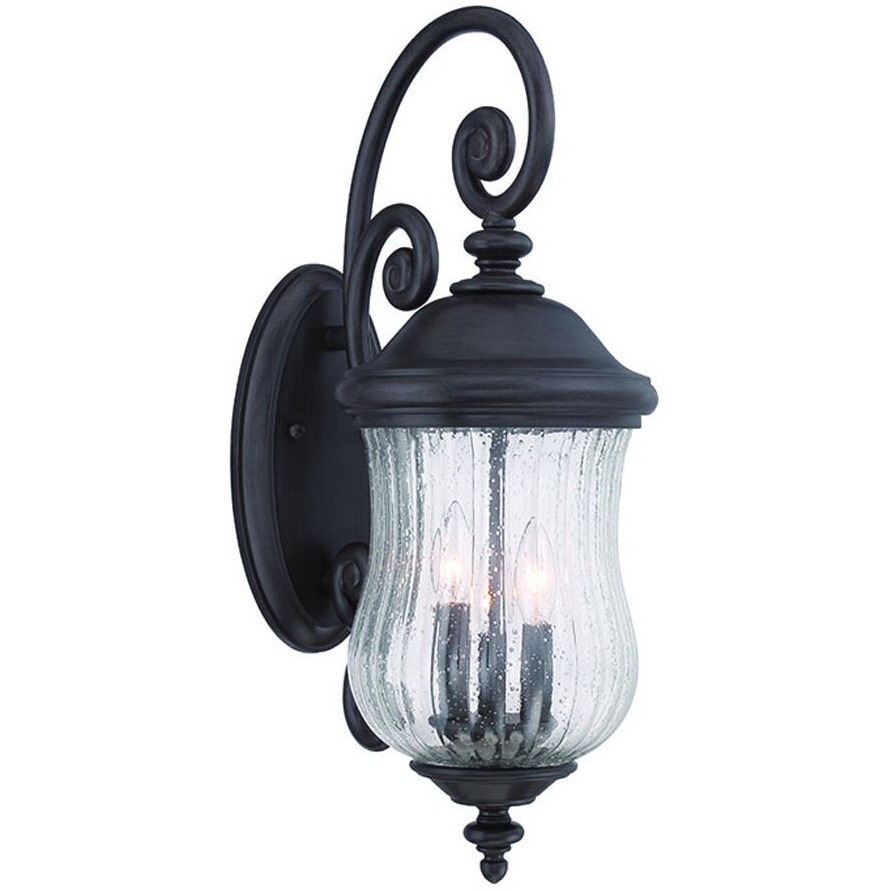 Three Light Matte Black Urn Shaped Wall Light