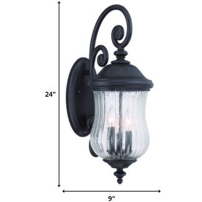 Three Light Matte Black Urn Shaped Wall Light