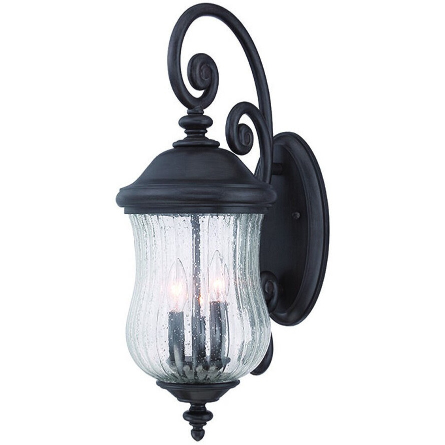 Three Light Matte Black Urn Shaped Wall Light