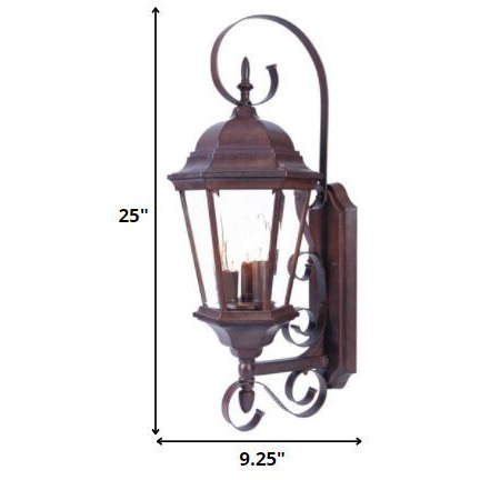 Three Light Dark Brown Swing Arm Lantern Wall Light