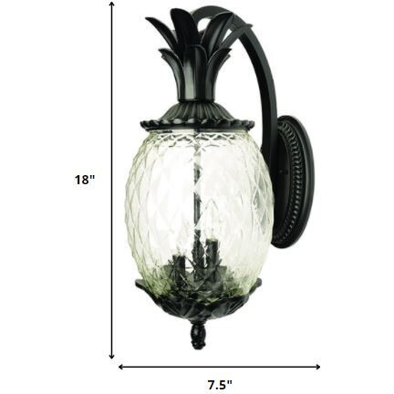 Matte Black Hanging Pineapple Wall Light
