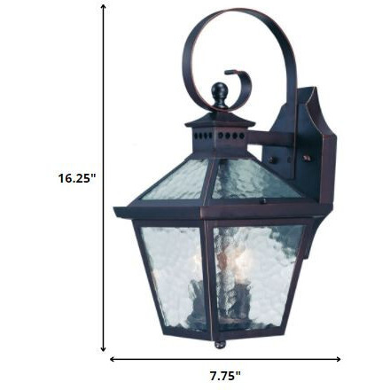 Xl Two Antique Bronze Black Hammered Glass Wall Light