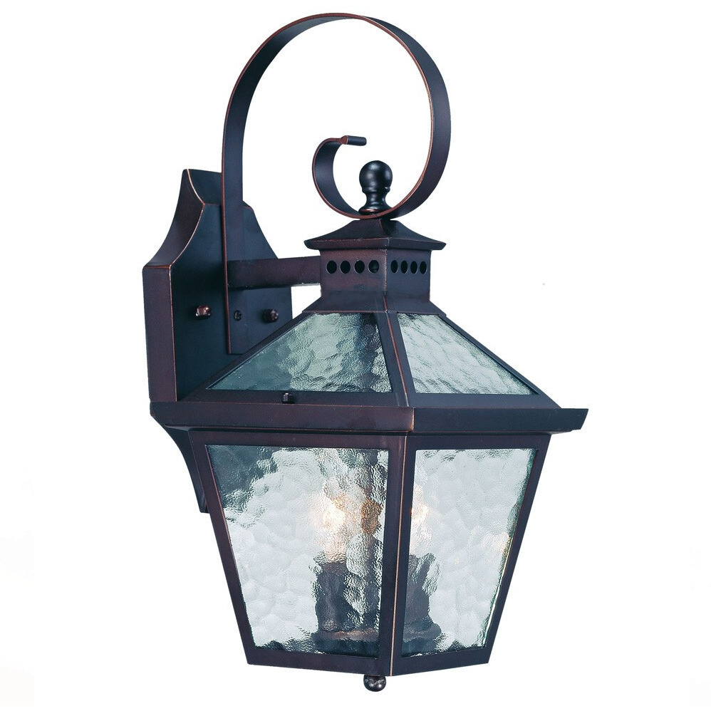 Xl Two Antique Bronze Black Hammered Glass Wall Light