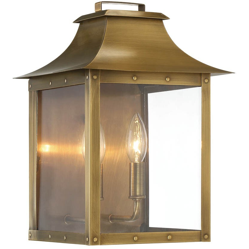 Manchester 2-Light Aged Brass Pocket Wall Light